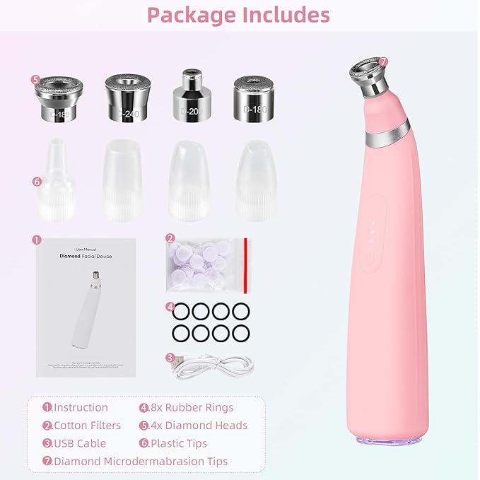 IeBilif Diamond Microdermabrasion Machine, 3 Modes Diamond Microdermabrasion Dermabrasion Machine for Blackhead Removal, Professional Portable Home Travel Microdermabrasion Device