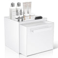 Disposable Face Towel Storage Box Compatible with Clean Skin Club Clean Towel XL Acrylic Facial Towels Holder with Drawer Wall-Mounted Makeup Organizer for Vanity, Bathroom (Glossy White)