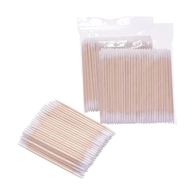 1000pcs Double Side Wood Cotton Swab Microbrush Eyelash Sticks Cleaning Swabs Nails Ear Toothpicks Cosmetic Eye Lash Glue Removing Tools (1000PCS)