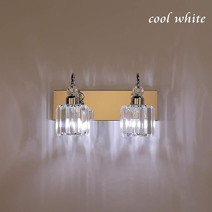 Ralbay Modern Bathroom Vanity Light - 2-Light Crystal Wall Fixture for Bathroom
