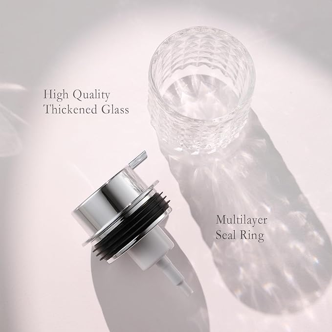 Foaming Hand Soap Dispenser, Glass Foam Soap Dispenser or Lotion Dispenser for Kitchen & Bathroom Refillable Clear Glass Liquid soap Dispenser with Large Silver Pump-1 Pack