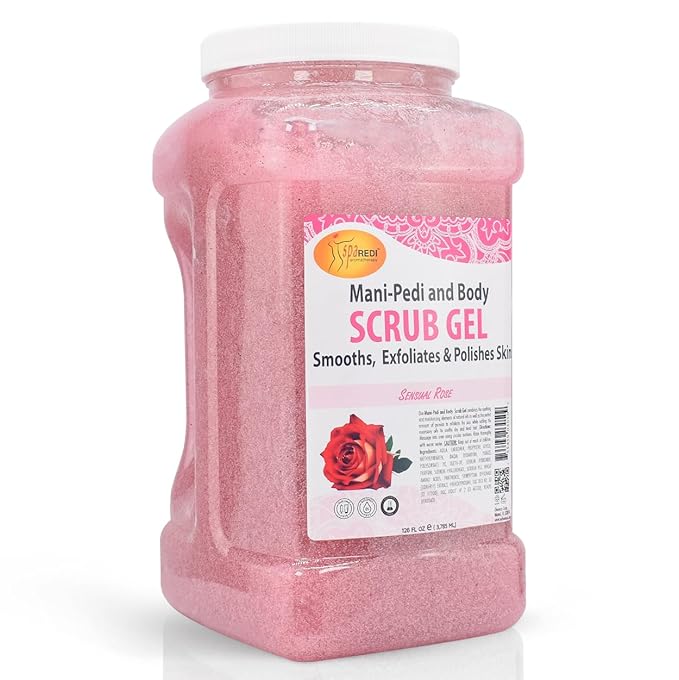 SPA REDI Professional Foot Scrub Gel – Dual-Action Pedicure Treatment | Dual-Action Skin Transformation for Softer, Nourished Feet & Elevated Client Satisfaction (128oz Gallon)