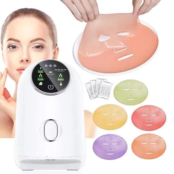 Face Mask Maker Updated Facial Mask Machine with 32pcs Collagen Pills Make Face Masks Kit Home Automatic DIY Face Mask Maker, Facial Cream Maker Gifts for Women Girls