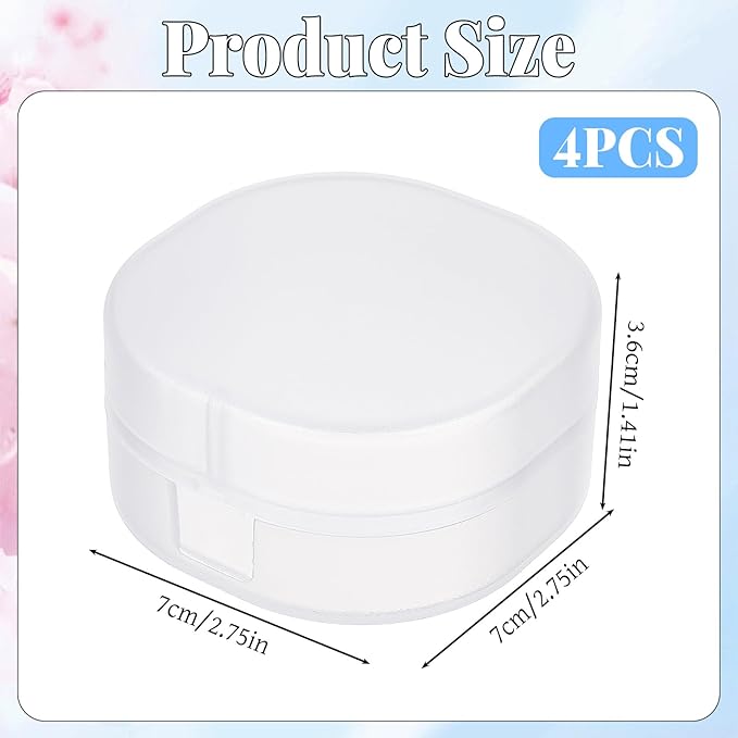 Plastic Cotton Square Holder, 4 PCS Portable Cotton Round Holder Travel Size Makeup Sponge Holders White Transparent Cottons Pads Dispenser Container for Makeup Remover Cottons Balls Puff Small Items