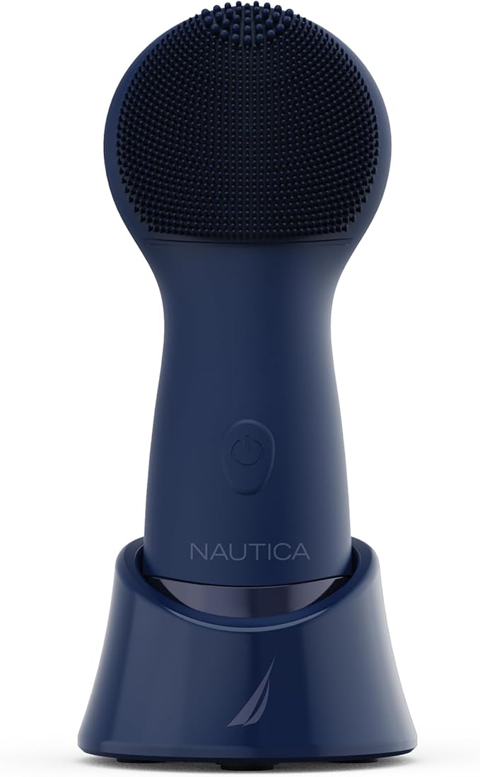 Nautica PC130 Sonic Facial Cleansing Brush Made with Ultra Hygienic Soft Silicone, Waterproof and Rechargeable Face Scrub Brush for Men & Women - (Navy)