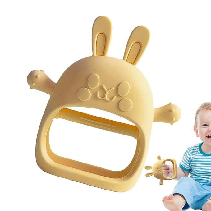 Children Teething Toy, Soft Flexible Texture, 12x12x4.5cm, Gum Massager, Care Accessories, Adorable Bunny Design, Ideal for 6-12 Months Boy Girl