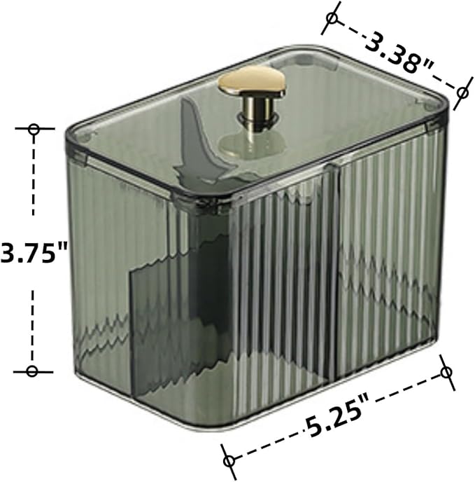 Cotton Swab Holder Cotton Pad Holder with 3 Compartments Green Bathroom Vanity Storage Organizer
