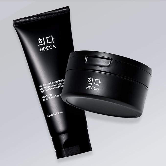 All-In-One Double Cleansing Duo, Charcoal Ceramide Cleansing Balm & Hyaluronic Acid Foam Cleanser for Deep Purifying, Hydrating, and Balanced Skin (K-Beauty Vegan Skincare Set)