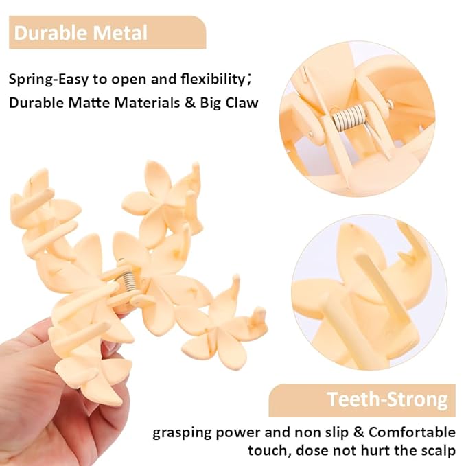 Ahoney 6PCS Flower Hair Clips for Women Strong Hold Nonslip, Big Flower Claw Clip for Thick Hair, Hawaiian Hibiscus Cute Hair Clips Beach Hair Accessories for Women Girls 13