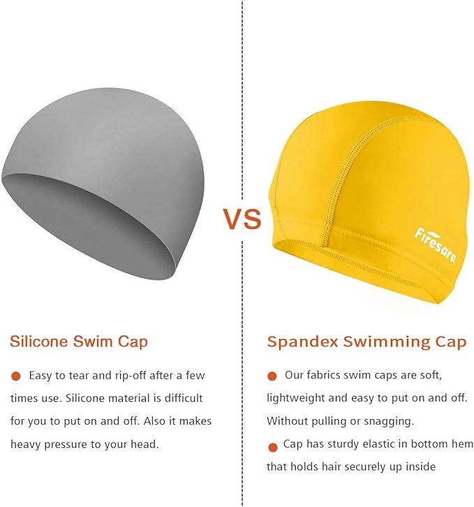 Firesara Fishtail Fabric Swim Cap for Men Women, Breathable High Elasticity Swimming Cap Hair Protection Quick Dry Soft for Long Hair Short Hair, Kids Boys and Girls