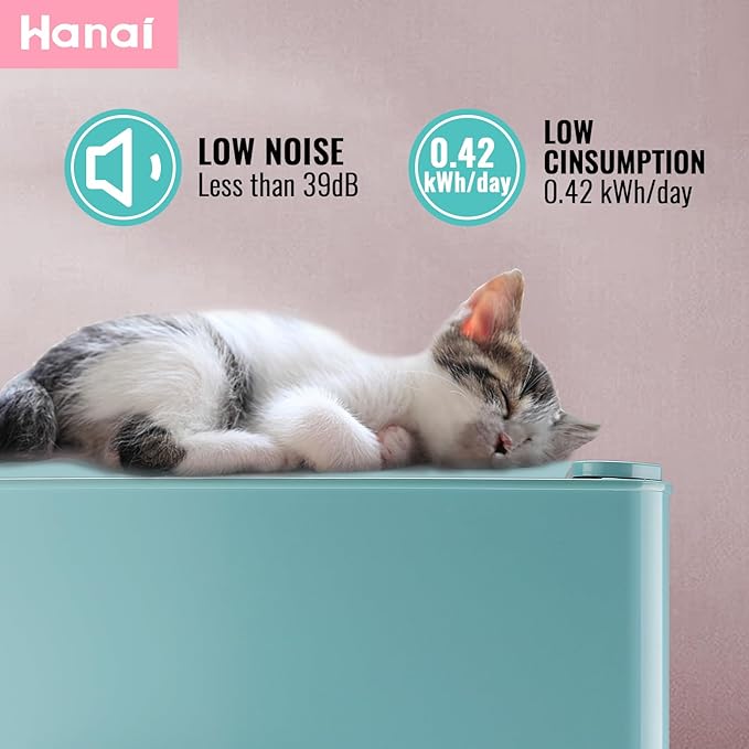 WANAI 3.5 Cu.ft Refrigerators Full-sized Fridge with Freezer Handles Blue Fridge Dual Door Classic Retro Refrigerator Removable Glass Shelves Adjustable Thermostat for Home Office Dorm RV