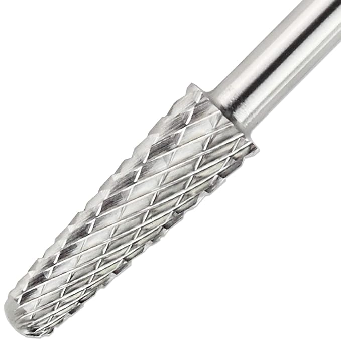 USA PANA Professional 3/32" Shank Size - Cone Shape Carbide Bit - Nail Drill Bit for Manicure Pedicure Tools Dremel Machine - Gold, Silver (Extra Coarse, Silver)