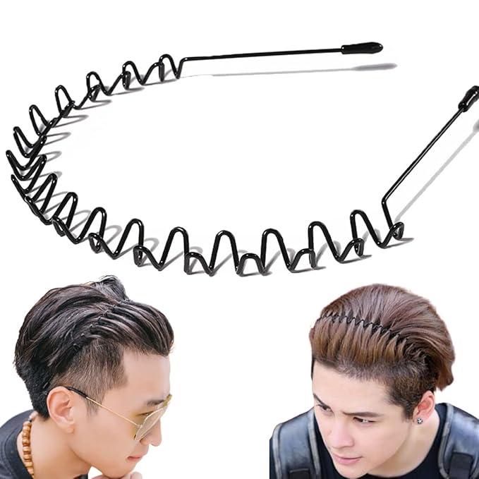 Wavy Metal Headband for Men Women Textured Grip Hair Band fr Defined Daily Hairstyles Lightweight Comfortable fr Yoga Washing Face Sports Work Casual Use Unisex Fashion Accessory & Gifts