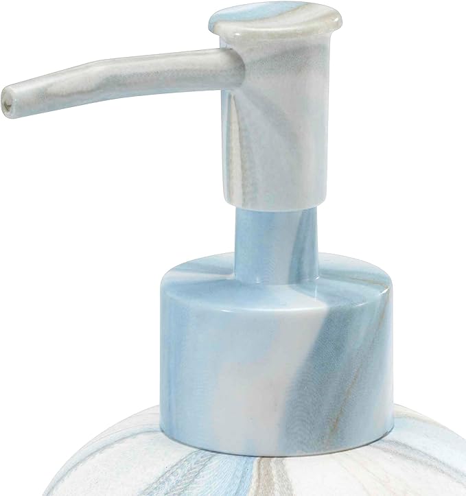 Avanti Linens - Lotion Pump/Soap Dispenser, Resin Countertop Accessories, Guest Bathroom Essentials (Waves Collection, Blue)