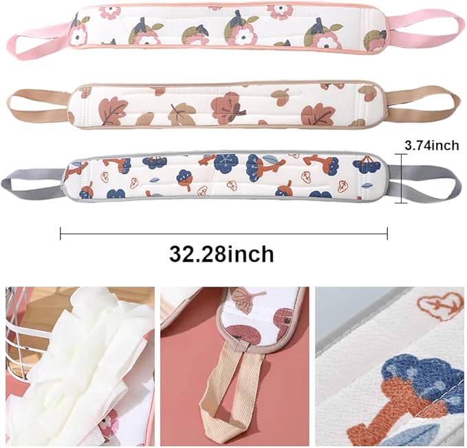 2pcs Flower Exfoliating Back Scrubber with Strap Long Body Scrub Sponge Double Sided Exfoliating Cloth Bath Shower Mesh Sponge Shower Loofah with Handle for Women