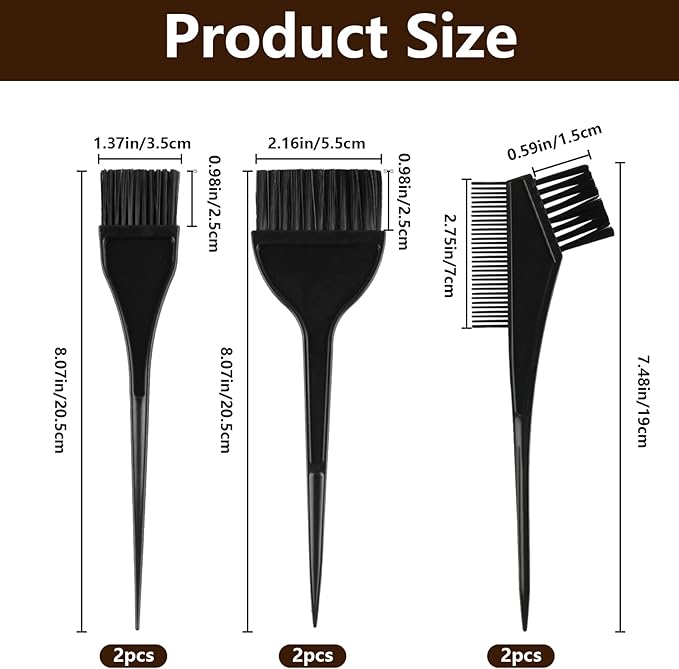 6 Pcs Hair Dye Brush Applicator Kit, Hair Color Brushes for Women Men, Hair Coloring Brush Set, Hair Color Applicator Brush Combs, Hair Dye Applicator Brush, Hair Tint Dyeing Hair Dying Tools Kits
