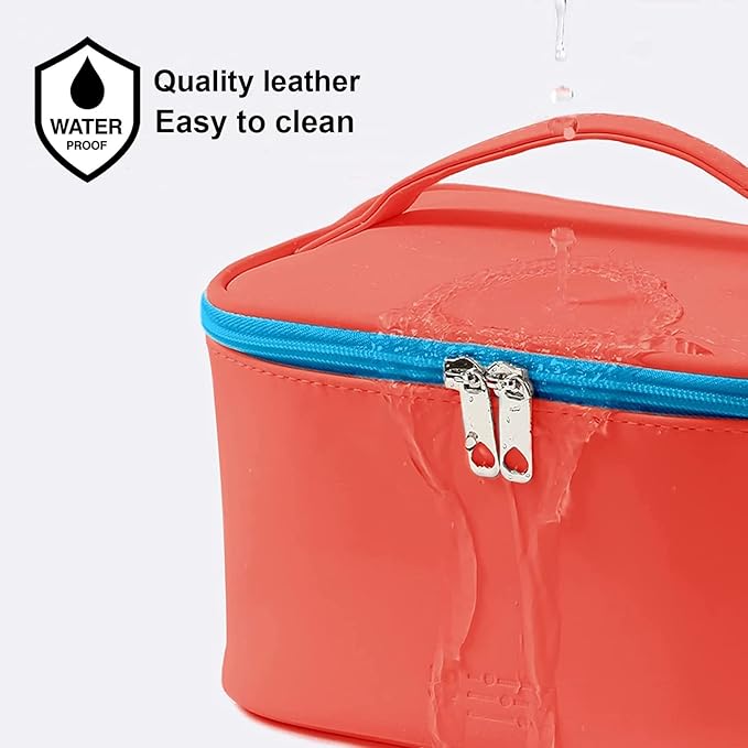 Meiyuuo Makeup Bag Large Cosmetic Bags for Women Girls Cute Travel Zipper Pouch Toiletry Organizer for Beauty Essentials Waterproof (Bright Red)