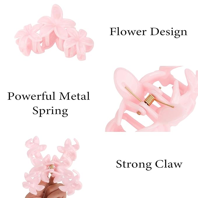 Flower Hair Clips for Women Flower Claw Clips Non-slip Cute Hair Claws Floral Neutral Colors Hair Accessories for Women Girls