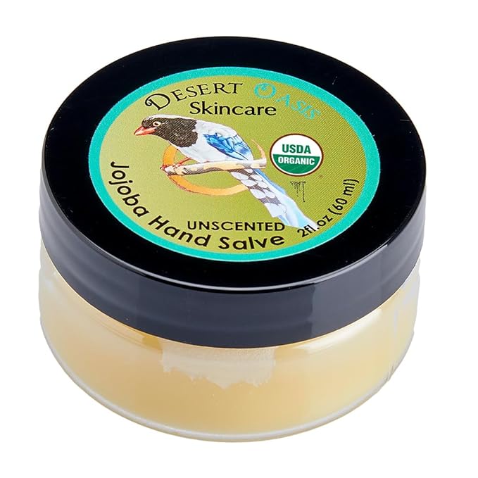 | Organic Unscented Hand Salve – Over 50% Organic Jojoba Oil with Beeswax & AvocadoOil – Gentle, Fragrance-Free Balm for Sensitive Skin, Dry Hands & Cuticles (2 oz / 60 g)