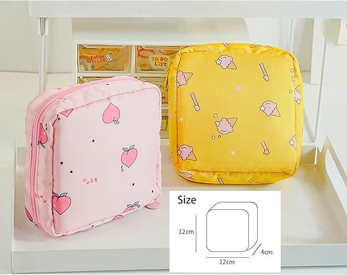 2 Pack Sanitary Napkin Storage Bag Small Portable Menstrual Cup Nursing Pad Storage Pouch, Traveler Friendly Menstrual Period Bag, Mini Makeup Bag Coin Purse Wallets with Zipper for Women Teen Girls