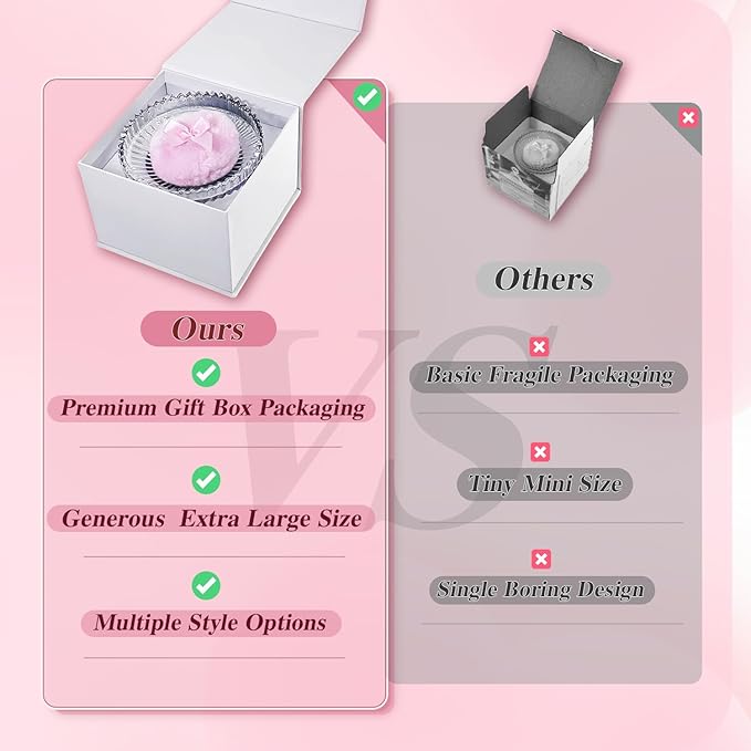 5 Pcs Extra Large Body Powder Puff and Container Set – 5.43" Oversize Crystal Powder Container | 3.54" Ultra-Soft Velour Puff, Washable & Reusable, Ideal for Face/Body Glitter & Wet/Dry Makeup