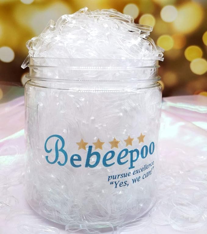 Clear Hair Elastics，BEBEEPOO 2500pcs Rubber Bands for Hair, Clear Mini Elastic Rubber Hair Bands, Small Hair Tties - STRONG - REUSEABLE