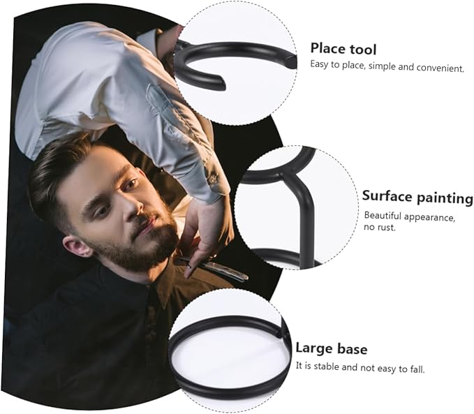 Portable Shaving Brush and Razor Holder Rack Dual Bracket Design for Soap Bowl Beauty Tool Organizer for Bathroom Home and Shop Use Black