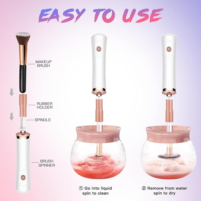Makeup Brush Cleaner Machine - Super Fast Makeup Brush Cleaner and Dryer - Automatic Brush Cleaner Tool Suit for Most Makeup Brush Sizes