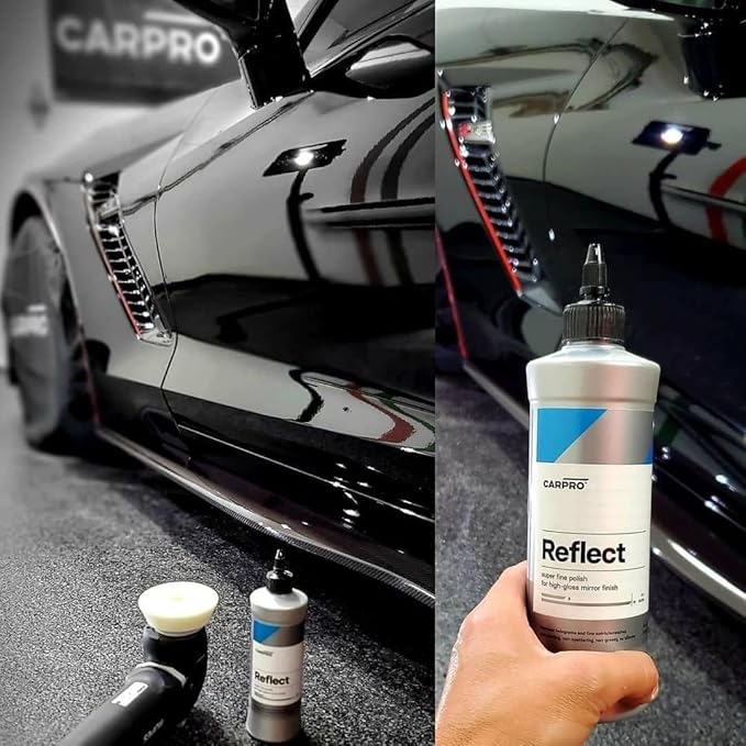 CARPRO Reflect High Gloss Finishing Polish - Reflective & Glossy Finish Without Durable Fillers, Silicones, Waxes, Polymers, or Teflon - Body Shop Safe, No Dusting. Rotary & Dual Action - 500mL (17oz)