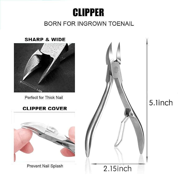 JTIEO Toenail Clippers 12-Piece Nail Treatment Foot Tool, Ingrown Toenail Removal Correction Clippers, Surgery Grade Nail File Lifter, Professional Pedicure Tool.