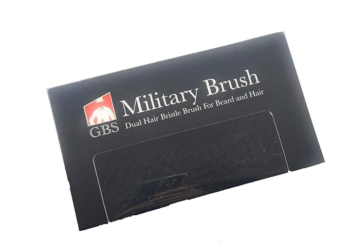 G.B.S Military Style Dual Bristle Beard and Hair Brush - Hi-Gloss Wood, Animal-free Vegan Bristles, Over 2,000 Firm Bristles for Daily Grooming (BLACK)