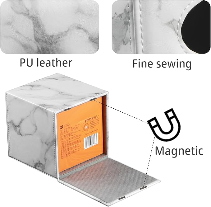 Leather Tissue Box Cover Square,Decorative Cube Tissue Box Holder with Magnetic Bottom,Facial Paper Organizer Table Napkin Case Dispenser for Bathroom,NightStand,Coffee Car,Home,Office