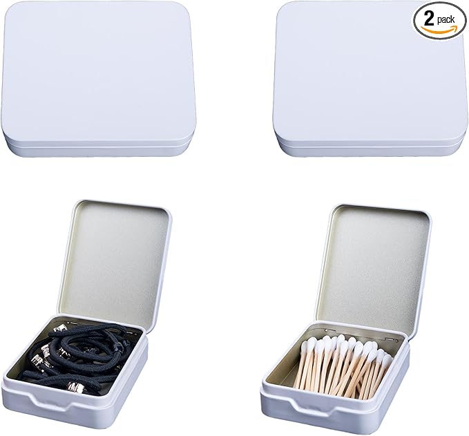 2Pcs Portable Travel Cotton Pad Holder,Bathroom Vanity Organizer for Cotton Balls, Swabs, Floss - Dispenser for Cosmetic Sponge(White)