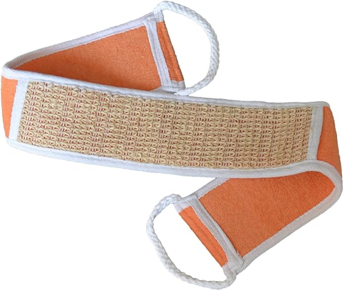 2pcs Exfoliating Bath Bands Natural Cotton Linen Back Scrubber Strap for Deep Cleansing for Shower Spa Removes Dead Skin for Smooth Skin Orange
