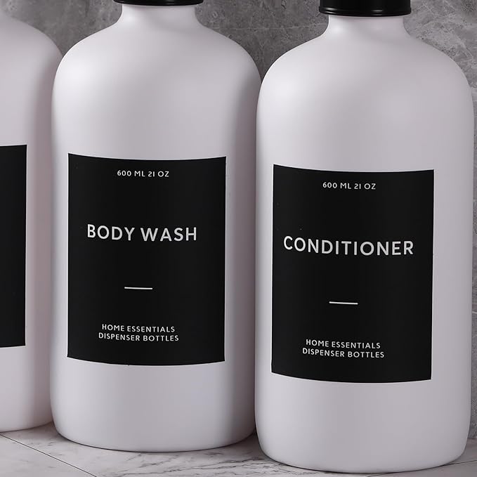 HOMCDALY Shampoo and Conditioner Dispenser, 21oz 3-Pack Refillable Shampoo and Conditioner Bottles, Empty Pump Bottle, Bathroom Shower Dispenser（21oz-White）