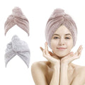 2 Pack Hair Towel Wrap,Rapid Carbon Fiber Hair Drying Towel with Buttons, Microfiber Hair Towel for Drying Curly Hair,Anti-frizz (Star Gray&Star Pink)