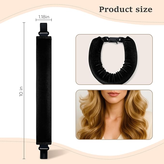 Heatless Hair Curler Set – 4PCS Velvet Overnight Blowout Rods for Heatless Curls, Jumbo Flexible Curling Rods to Sleep In, No Heat Curling Tools for Natural Waves and Curls Black