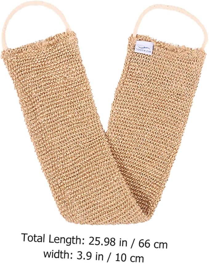 Happyyami 2pcs Back Scrubber Strap Ramie Jute Bath Exfoliator Wash Towel for Shower Gentle Skin-Friendly Design for Daily Use for Home Travel