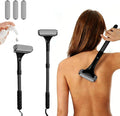 Lotion Applicator for Back&Body-Extendable up to 21.5" Back Lotion Applicator with 3 Roller and 2 Finger caps for Back self,Lotion Stick & Sunscreen Applicator for Skin Cream,Oils & More,Black