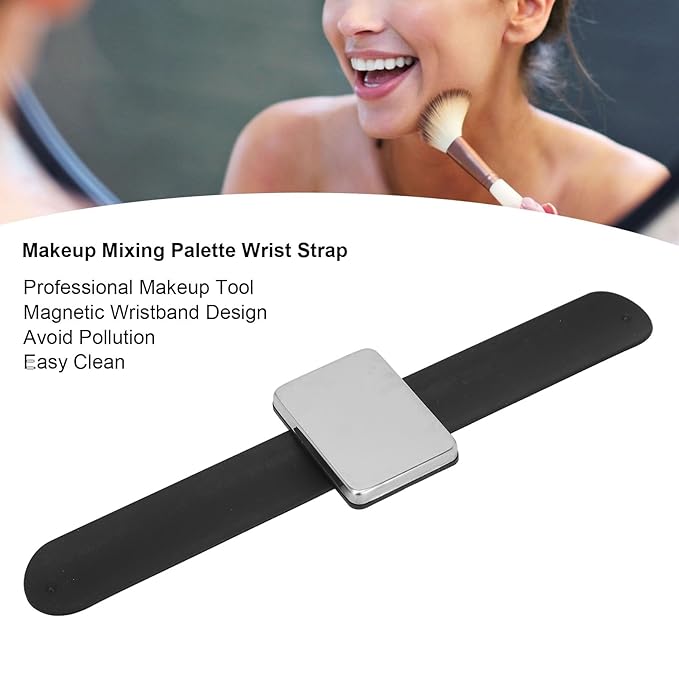 Makeup Mixing Palette,Magnetic Cosmetic Mixing Palette with Silicone Wrist Strap,Manicure Palette,Easy Clean,Black