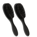 2 Pcs Hair Brush, Barber Brush, Slick Back Brushes Beard Fade Styling Comb Kit with Soft Bristles, Neck Duster Cleaning Brushes for Men, Cutting Shaving Accessories Grooming Tools with Handle (Black)