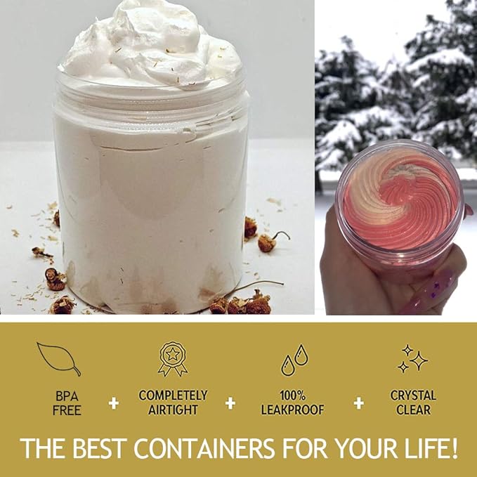 AMORIX 8oz Clear Plastic Jars with Lids 8 oz Plastic Containers with Lids + 20g Sample Containers (Set of 24) Airtight Container for Lip Scrub, Body Butters, Cream, Slime, Craft Storage