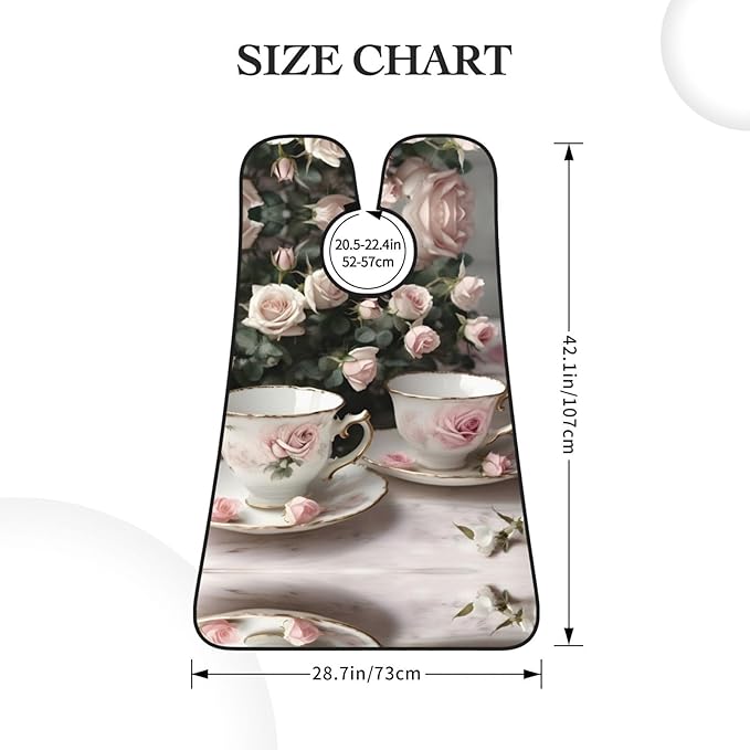 Tea Cups With Roses Romantic Shabby Print Beard Bib Shaving Apron, Beard Hair Trimming Cape Gift For Dad