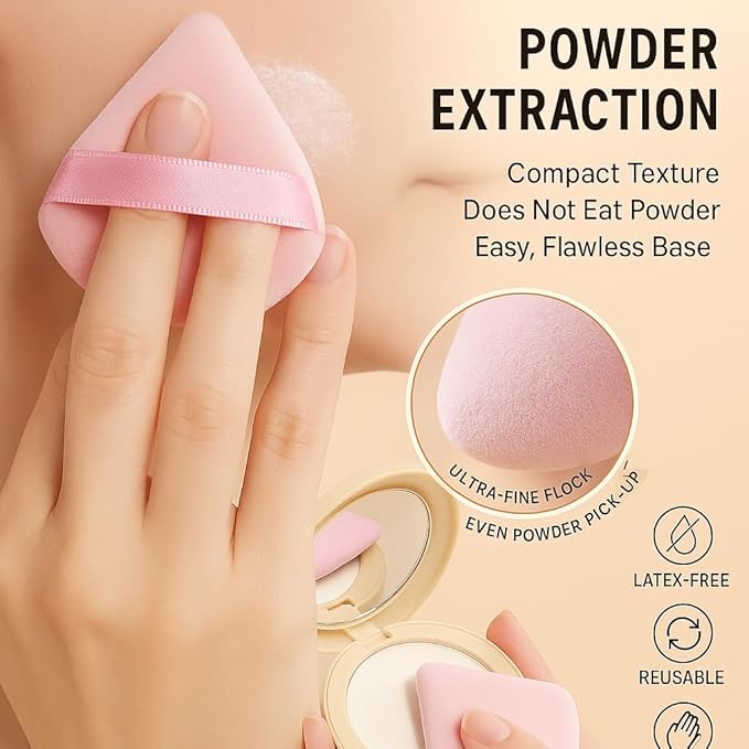 Beauty Blender Sponge Set 14PCS – Multi-Size Makeup Sponges for Foundation, Liquid, Powder - Triangle Puffs, Mini Beauty Blender, Thumb Powder Puff, Reusable & Wet or Dry Use (Pink)