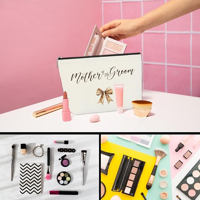 Luxury Wedding Makeup Bag - Mother of Groom Keepsake, Newlywed Essential Set for Her, Bridal Shower Present Female Friend Coworker Gift Idea
