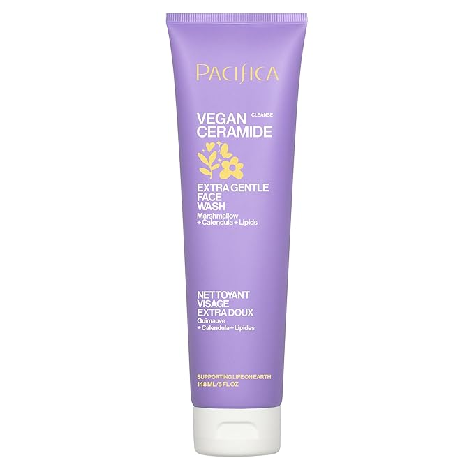 Pacifica Face Wash for Sensitive Skin Facial Cleanser Vegan Ceramide Barrier Repair Extra Gentle for Daily Fragrance Free for Sensitive Skin, Clean Beauty, Vegan & Cruelty-Free Dermatologist Tested