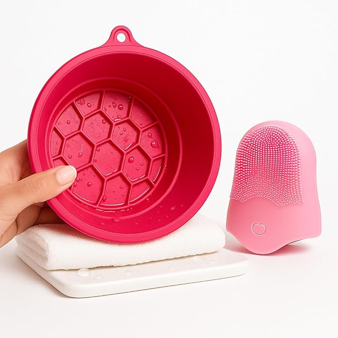 Ice Bowl for Face – Reusable Collapsible Cold Plunge Skincare Set, Face Ice Mold for Puffiness Relief, Skin Tightening, Redness & Glowing Skin Routine Bonus : Facial Scrubber