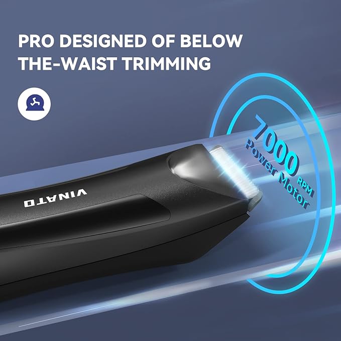 VINATO Electric Body Hair Trimmer - Manscape Ball Trimmer, Groin Hair Trimmer for Men, Waterproof Ball Shaver, USB Recharge Dock Replaceable Ceramic Blade, Male Hygiene Razor, 90 Mins Battery Life