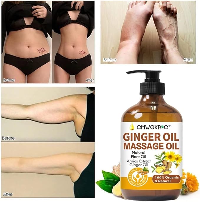 Ginger Oil,Ginger Massage Oil for Lymphatic Drainage,Natural Body Oil for Skin,Arnica Oil,Sore Muslce Massage Oil,Spa Ginger Oil-Warming and Relaxing for Easter Basket Stuffers Gifts for Men Women