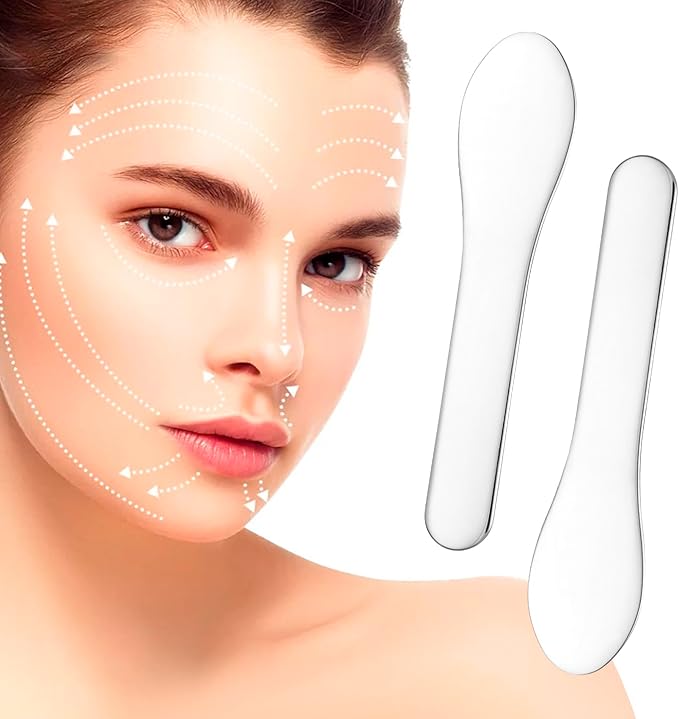 3pcs Mini Stainless Steel Makeup Spatula, Reusable Cosmetic Cream Spatulas Spoon, Skincare Scoop Applicator Facial Massage Beauty Tools for Mixing and Sampling Face Eye Cream- Silver